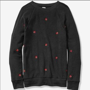 PINK Victoria's Secret Vintage Legging Black Sweatshirt With Red Roses N…